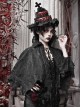 Scarlet Blood Peak Series Gothic Punk Black Lace Vampire Dracula Tassel Stand Collar Shawl Coat