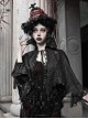 Scarlet Blood Peak Series Gothic Punk Black Lace Vampire Dracula Tassel Stand Collar Shawl Coat