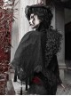 Scarlet Blood Peak Series Gothic Punk Black Lace Vampire Dracula Tassel Stand Collar Shawl Coat