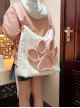 Cute Plush Cat Paw Pattern Cross Straps Large Capacity Kawaii Fashion Shoulder Crossbody Bag