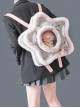 Silver Pink Splicing Metal Heart Belt Unique Five Pointed Star Shape Large Capacity Kawaii Fashion Backpack