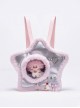 Silver Pink Splicing Metal Heart Belt Unique Five Pointed Star Shape Large Capacity Kawaii Fashion Backpack