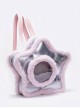 Silver Pink Splicing Metal Heart Belt Unique Five Pointed Star Shape Large Capacity Kawaii Fashion Backpack