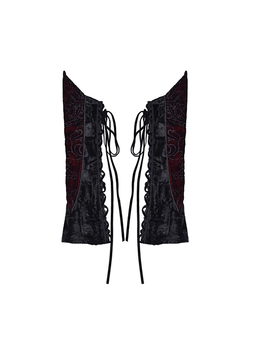 Scarlet Blood Peak Series Gothic Punk Black Cross Straps Bowknot Lace Sleeves