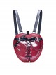 Dark Gothic Unique Apple Shape Bow Chain Cross Straps Decoration Large Capacity Kawaii Fashion Backpack