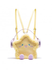 Cute Yellow Plush Cartoon Embroidered Earphones Star Shape Kawaii Fashion Shoulder Crossbody Bag