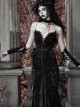 Scarlet Blood Peak Series Gothic Punk Black Heart Velvet Glitter Jacquard Lace Sexy Fishtail Tube Top Dress