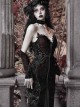 Scarlet Blood Peak Series Gothic Punk Black Heart Velvet Glitter Jacquard Lace Sexy Fishtail Tube Top Dress