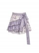 Agarwood Series Jacquard New Chinese Style Kawaii Fashion Light Purple Asymmetric Design Pleated Skirt