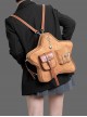 Retro Brown Five Pointed Star Pendant Brooch Decoration Multi Pocket Kawaii Fashion Shoulder Crossbody bag