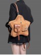 Retro Brown Five Pointed Star Pendant Brooch Decoration Multi Pocket Kawaii Fashion Shoulder Crossbody bag