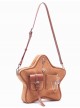 Retro Brown Five Pointed Star Pendant Brooch Decoration Multi Pocket Kawaii Fashion Shoulder Crossbody bag