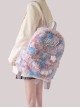 Blue Pink Laser Label Oil Painting Style Art College Style Kawaii Fashion Large Capacity Backpack