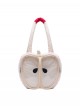 Red White Contrast Soft Plush Lightweight Cute Apple Shape Kawaii Fashion Large Capacity Backpack