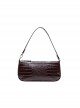 Retro Elegant PU Leather Distressed Style Crocodile Pattern Kawaii Fashion Handbag