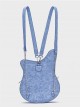 Denim Blue Unique Bass Shape Five Pointed Star Tassel Letter Decoration Kawaii Fashion Shoulder Crossbody Bag