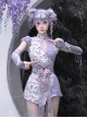 Agarwood Series Purple Dragon Jacquard New Chinese Style Kawaii Fashion Chest Hollow Sexy Cute Cheongsam Jumpsuit