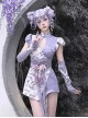 Agarwood Series Purple Dragon Jacquard New Chinese Style Kawaii Fashion Chest Hollow Sexy Cute Cheongsam Jumpsuit