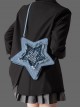 Denim Blue Five Pointed Star Shape Y2K Embroidered Letters Tassels Kawaii Fashion Shoulder Crossbody Bag