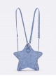 Denim Blue Five Pointed Star Shape Y2K Embroidered Letters Tassels Kawaii Fashion Shoulder Crossbody Bag