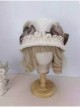 Fall Winter Soft Girl Woolen Plaid Bear Ears Bowknot Sweet Lolita Lace Ruffles Lambswool Bucket Hat