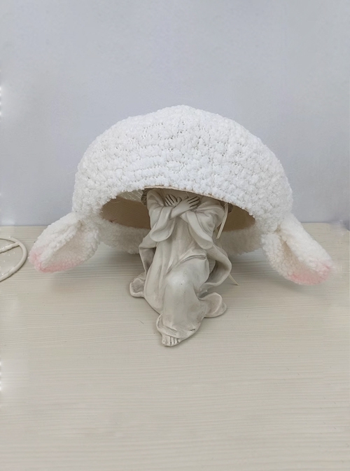 Handmade Fall Winter Daily Kawaii Cute Soft Lambswool Sweet Lolita Lamb Ear Beret