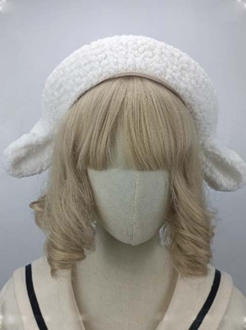 Handmade Fall Winter Daily Kawaii Cute Soft Lambswool Sweet Lolita Lamb Ear Beret