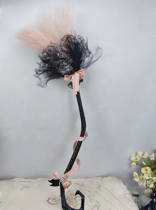 Halloween Handmade Broom Activity Props Gothic Lolita Detachable Witch Magic Wand Cobweb Broom