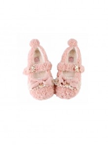 Dudu Bear Series Plush Soft Ruffles Fall Winter Bowknot Sweet Lolita Round Toe Mary Jane Shoes