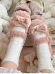 Dudu Bear Series Plush Soft Ruffles Fall Winter Bowknot Sweet Lolita Round Toe Mary Jane Shoes