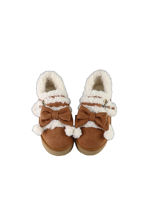 Winter Bear Series Kawaii Fashion Cute Daily Plush Low Top Flat Heel Thick Sole Snow Boots