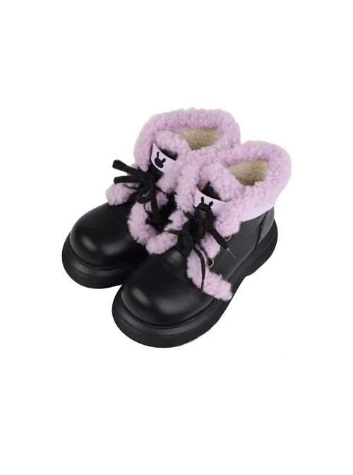 Rabbit Velvet Series Cute Bunny Ears Kawaii Fashion Fur Edge Plush Warm Thick-Soled Cotton Snow Boots