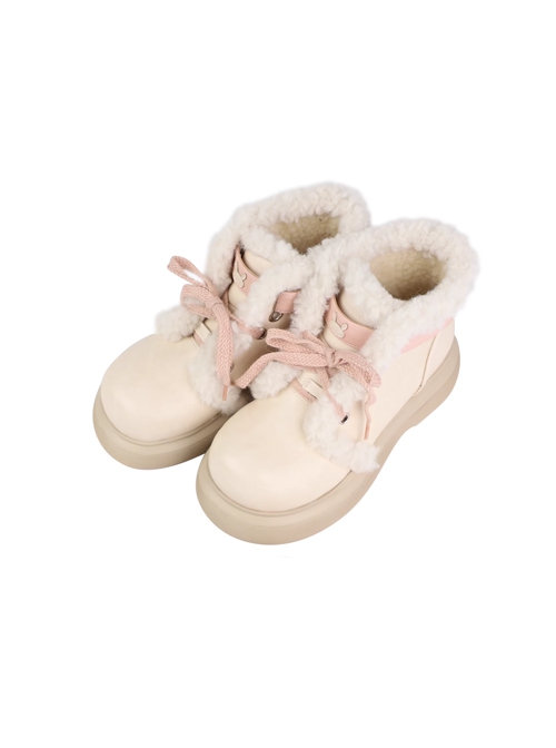 Rabbit Velvet Series Cute Bunny Ears Kawaii Fashion Fur Edge Plush Warm Thick-Soled Cotton Snow Boots