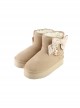 Hugging Bear Series Sweet Lolita Kawaii Cute Striped Bowknot Soft Round Toe Winter Warm Fleece Boots