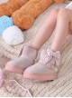 Hugging Bear Series Sweet Lolita Kawaii Cute Striped Bowknot Soft Round Toe Winter Warm Fleece Boots