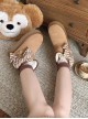 Hugging Bear Series Sweet Lolita Kawaii Cute Striped Bowknot Soft Round Toe Winter Warm Fleece Boots