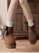 Hugging Bear Series Sweet Lolita Kawaii Cute Striped Bowknot Soft Round Toe Winter Warm Fleece Boots