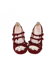 Lace Bread Series Sweet Lolita Round Toe Double Breasted Bowknot Retro Elegant Mary Jane Shoes