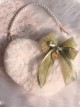 Elegant Girl French Style Classic Lolita Mesh Yarn Bowknot Pearl Chain White Heart Shape Plush Bag