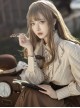 Lord Of Mysteries Fors Series Steampunk Style Apricot Stand Collar Ruffle Pinstripe Long Sleeves Shirt