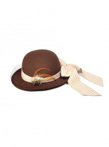 Lord Of Mysteries Fors Series Brown Steampunk Feather Gear Elements British Classic Mesh Bowler Hat