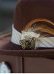 Lord Of Mysteries Fors Series Brown Steampunk Feather Gear Elements British Classic Mesh Bowler Hat