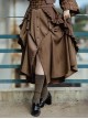 Lord Of Mysteries Fors Series Steampunk Style Elegant Brown British Rivet Midi Skirt