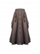 Lord Of Mysteries Fors Series Steampunk Style Elegant Brown British Rivet Midi Skirt