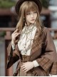 Lord Of Mysteries Fors Series Steampunk Elegant British Style Quill Brooch Brown Plaid Cardigan Short Coat