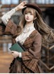 Lord Of Mysteries Fors Series Steampunk Elegant British Style Quill Brooch Brown Plaid Cardigan Short Coat