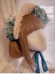 Handmade Cyan Blue Artificial Flowers Classic Lolita Elegant Lace Pearl Sun Hat Bonnet