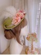 Lily Of The Valley Doll Series Classic Lolita Spring Summer Flower Fresh Green Feather Lace Flat Hat