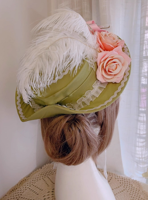 Lily Of The Valley Doll Series Classic Lolita Spring Summer Flower Fresh Green Feather Lace Flat Hat