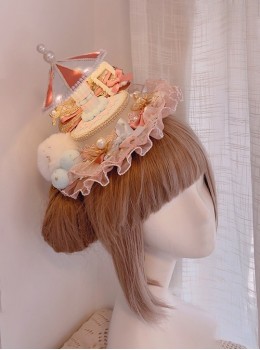 Night Tour Series Gorgeous Rococo Era Sweet Lolita Beautiful Pearl Ruffles Carousel Top Hat